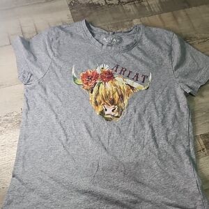 Ariat Kids Gray Floral Bull Tee